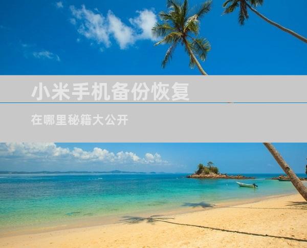 小米手机备份恢复在哪里秘籍大公开